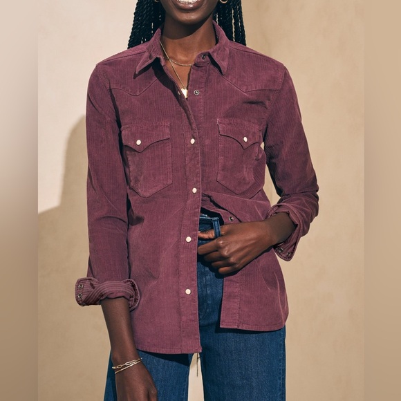 Faherty Stretch‎ Cord Western Shirt Catawaba Grape Purple Corduroy Size Small - Picture 4 of 16